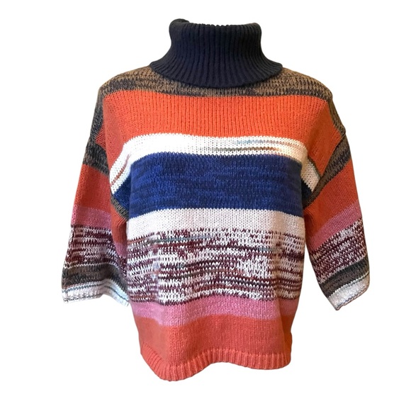 NWT, Knox Rose Cozy Colorful Striped Knit Turtleneck Sweater, Sz XS - Picture 4 of 16